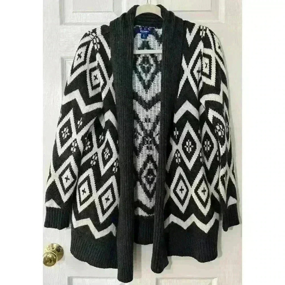Old Navy Women’s M Aztec Sweater Open Front Cardigan Tunic Southwestern - Picture 2 of 13